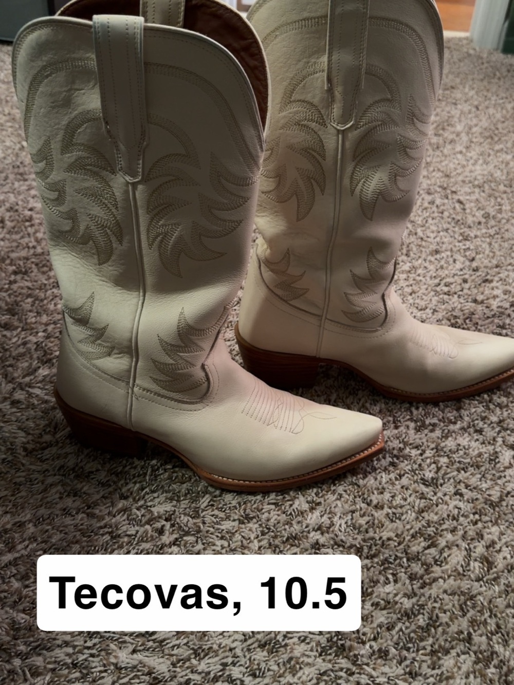 Tecovas Women's Cream Leather Lace-Up Western Boots
